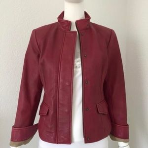 BANANA REPUBLIC WOMEN'S BURGUNDY GENUINE LEATHER JACKET Sz: M